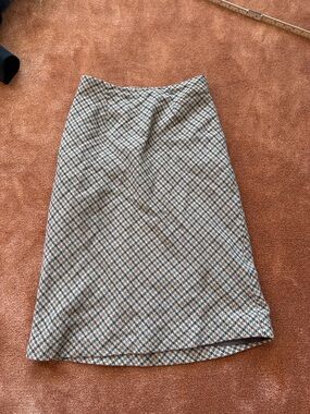 VINTAGE 90S houndstooth  BROWN WOOL MIDI SKIRT